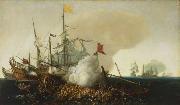 Cornelis Hendriksz Vroom Spanish Men-of-War Engaging Barbary Corsairs Spain oil painting artist